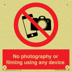 No photography or filming using any device